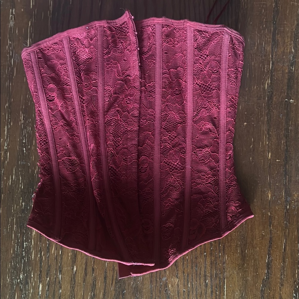 Elegant Burgundy Lace Corset